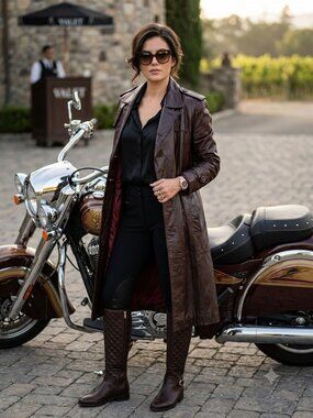 Vintage Burgundy Leather Trench Coat